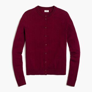NWT! J. Crew Classic Cotton Cardigan Sweater, Burgundy, size S